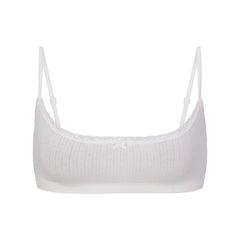 LIGHTWEIGHT COTTON POINTELLE SCOOP BRALETTE | SNOW