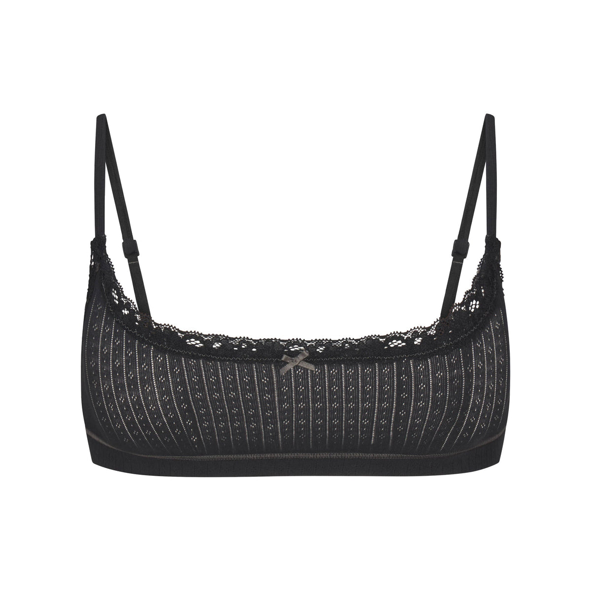LIGHTWEIGHT COTTON POINTELLE SCOOP BRALETTE | SOOT TONAL