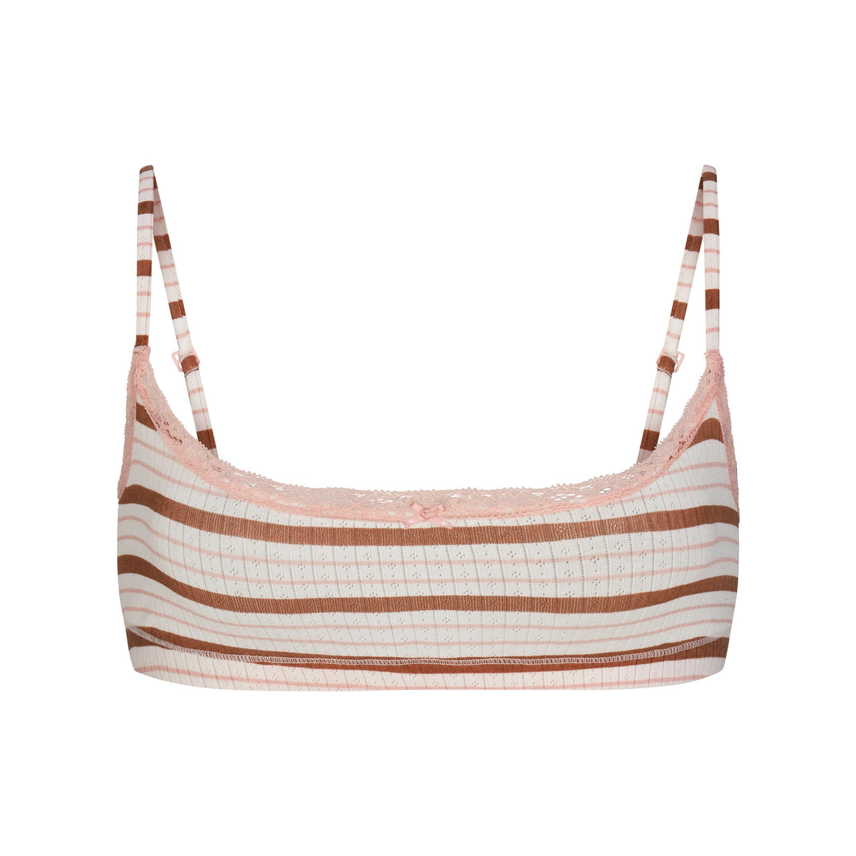LIGHTWEIGHT COTTON POINTELLE SCOOP BRALETTE | VILLA EGRET RUNWAY STRIPE