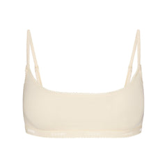 LIGHTWEIGHT COTTON LOGO PICOT SCOOP BRALETTE | BUTTER TONAL
