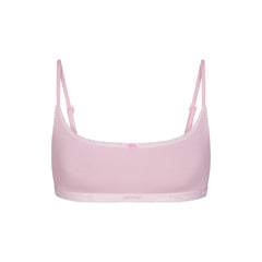 LIGHTWEIGHT COTTON LOGO PICOT SCOOP BRALETTE | PEONY