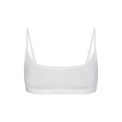 LIGHTWEIGHT COTTON LOGO PICOT SCOOP BRALETTE | SNOW