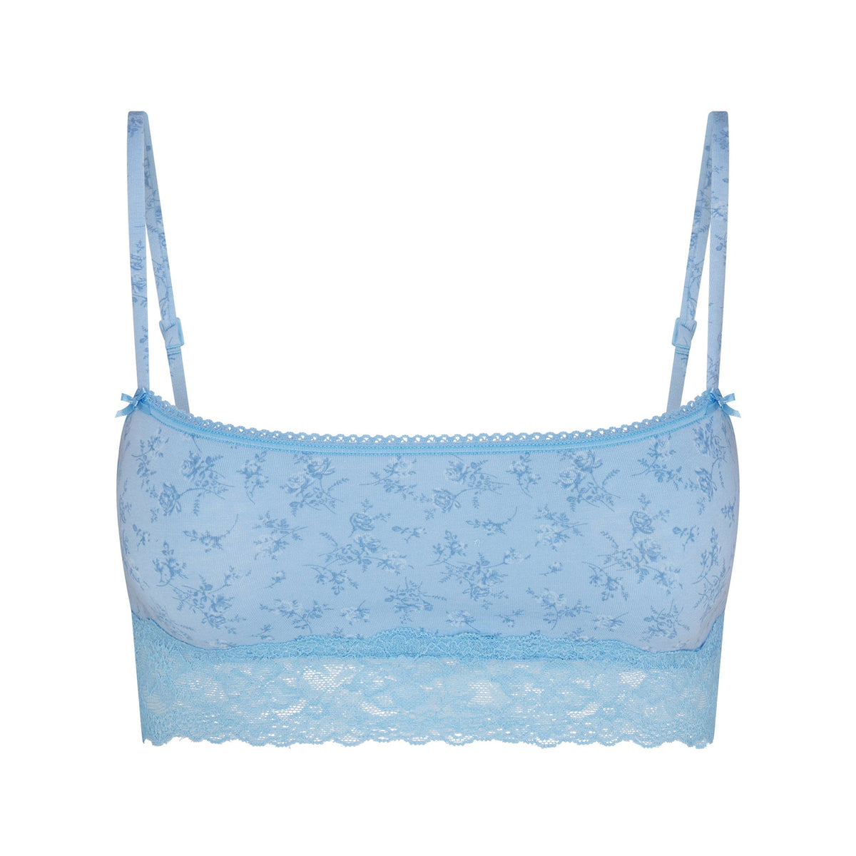 LIGHTWEIGHT COTTON STRAIGHT NECK BRALETTE | SURF DAINTY FLORAL PRINT
