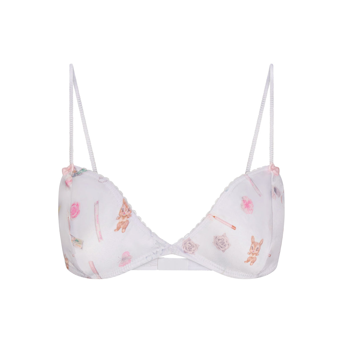 LIGHTWEIGHT SATIN TRIANGLE BRALETTE  | SNOW ESSENTIALS BAG