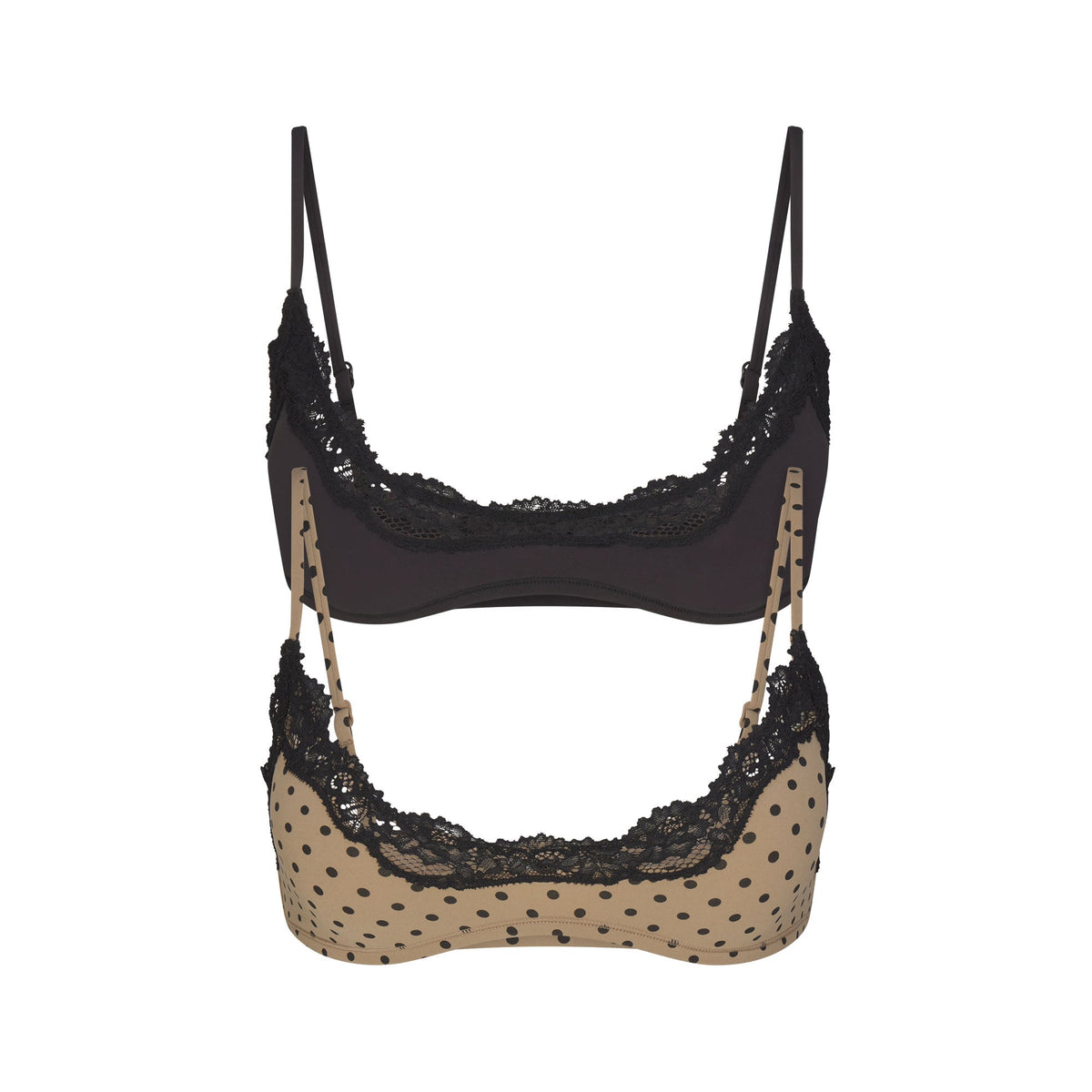 FITS EVERYBODY LACE SCOOP BRALETTE 2-PACK | MINI POLKA DOT AND ONYX