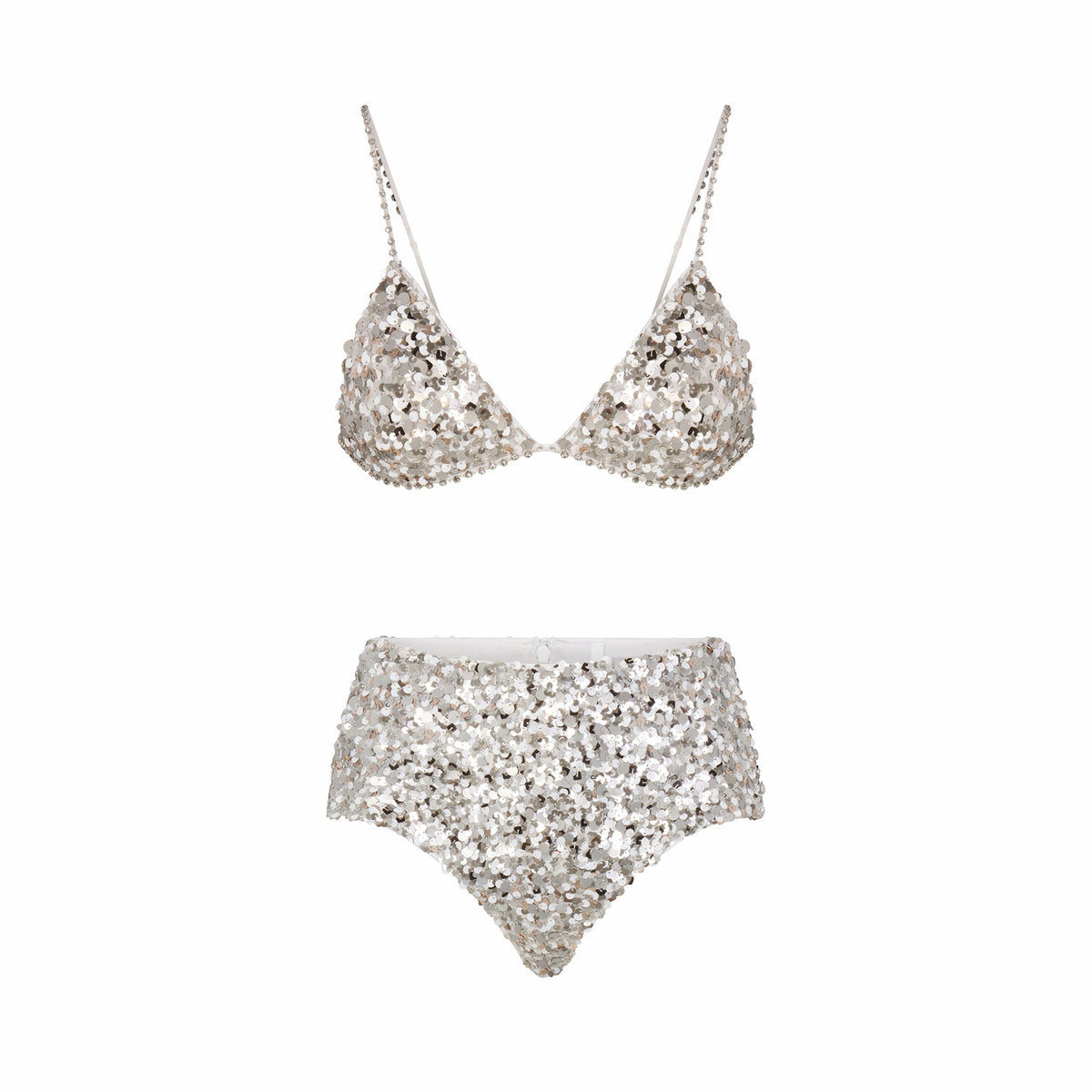 NOVELTY INTIMATES SEQUIN BRALETTE AND HIPSTER SET | SNOW