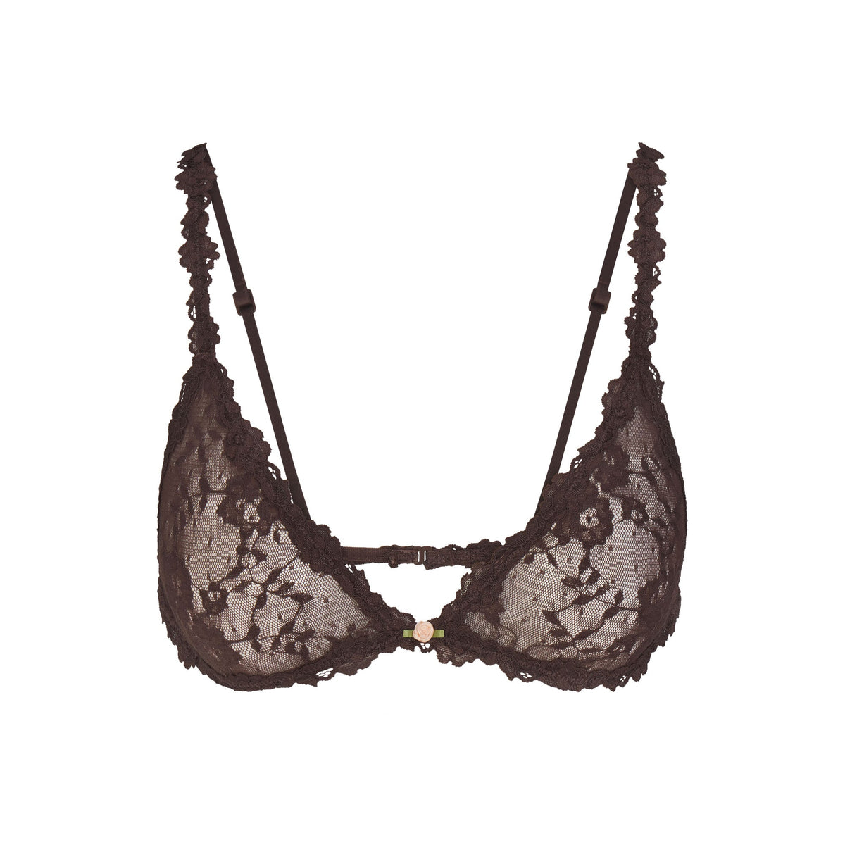 STRETCH LACE TRIANGLE BRALETTE | ESPRESSO