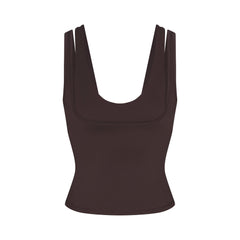 NikeSKIMS MATTE DOUBLE STRAP SCOOP TANK | DARK SEPIA