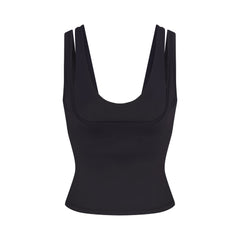 NikeSKIMS MATTE DOUBLE STRAP SCOOP TANK | OBSIDIAN
