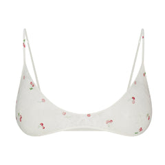 STRETCH LACE SKIMPY SCOOP BRALETTE | IVORY CHERRY PRINT