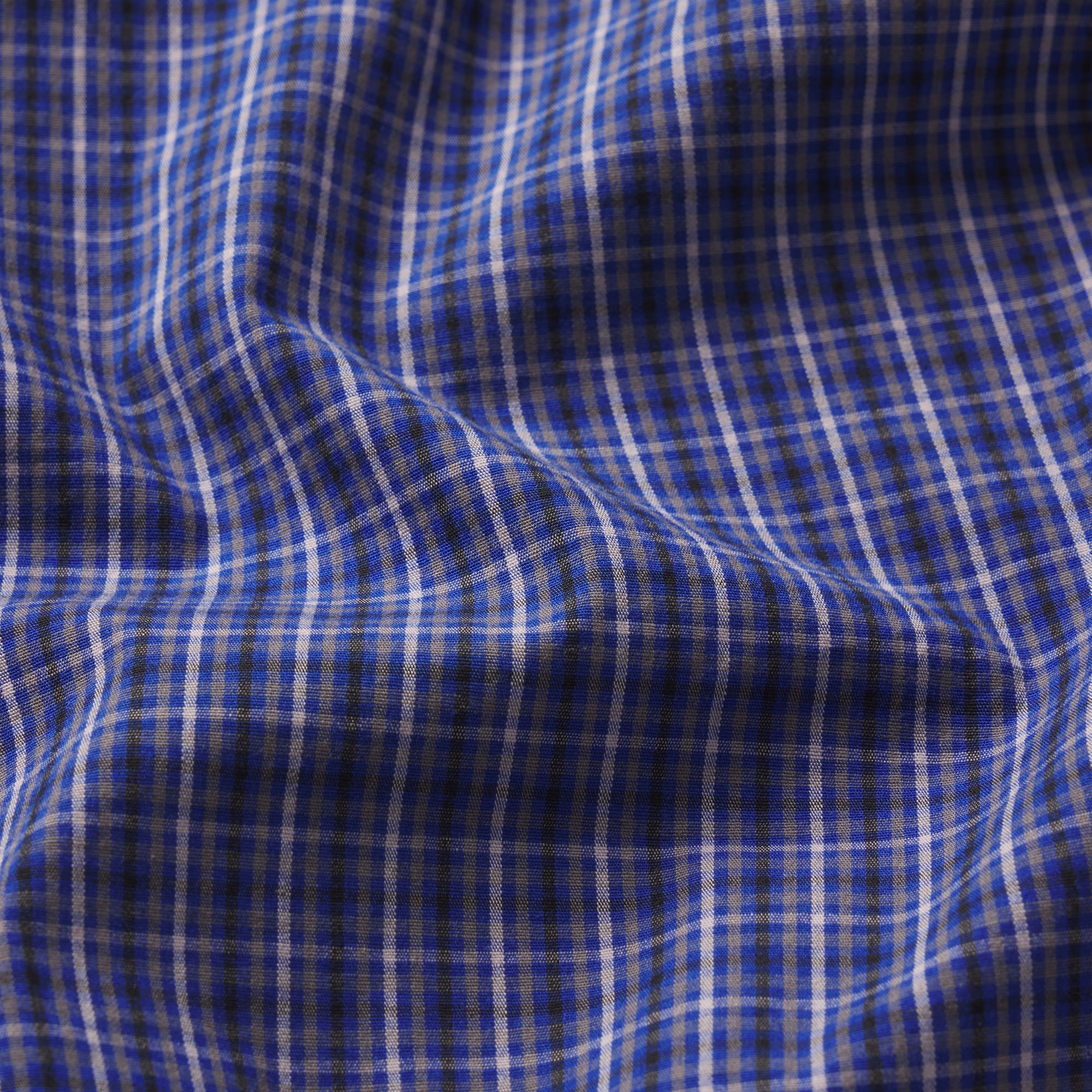 COTTON POPLIN SHRUNKEN BUTTON UP SHIRT | NAVY CHECK