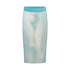 MESH COVER-UPS MIDI SKIRT | CYAN FK BODY PRINT