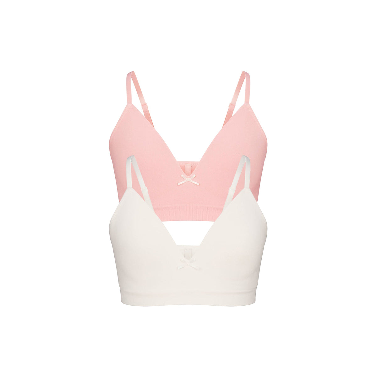 COTTON SEAMLESS JUNIORS TRAINING BRA 2-PACK | MARBLE AND BALLET