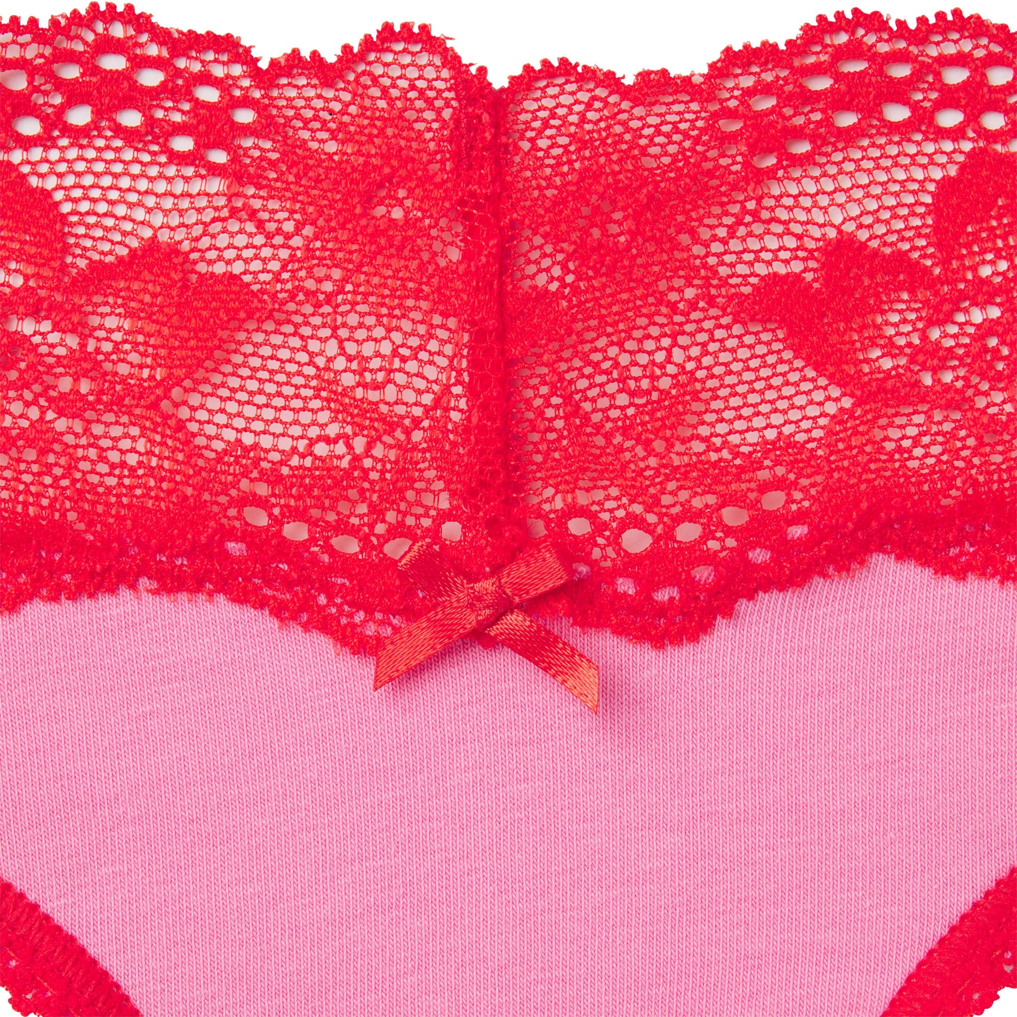 LIGHTWEIGHT COTTON WIDE LACE THONG | CARNATION CONTRAST