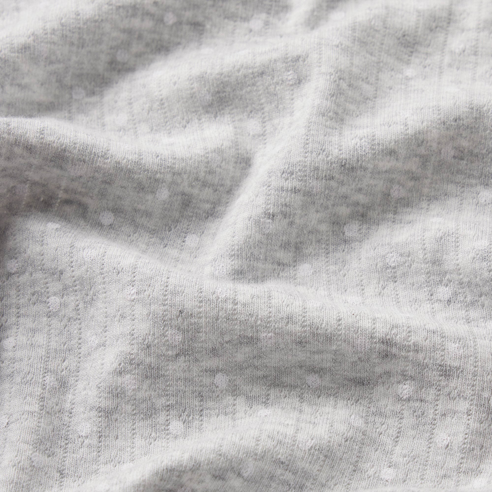 LIGHTWEIGHT COTTON POINTELLE LACE BOY SHORT | LIGHT HEATHER GREY PIN DOT