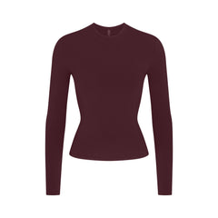 COTTON JERSEY LONG SLEEVE T-SHIRT | CURRANT