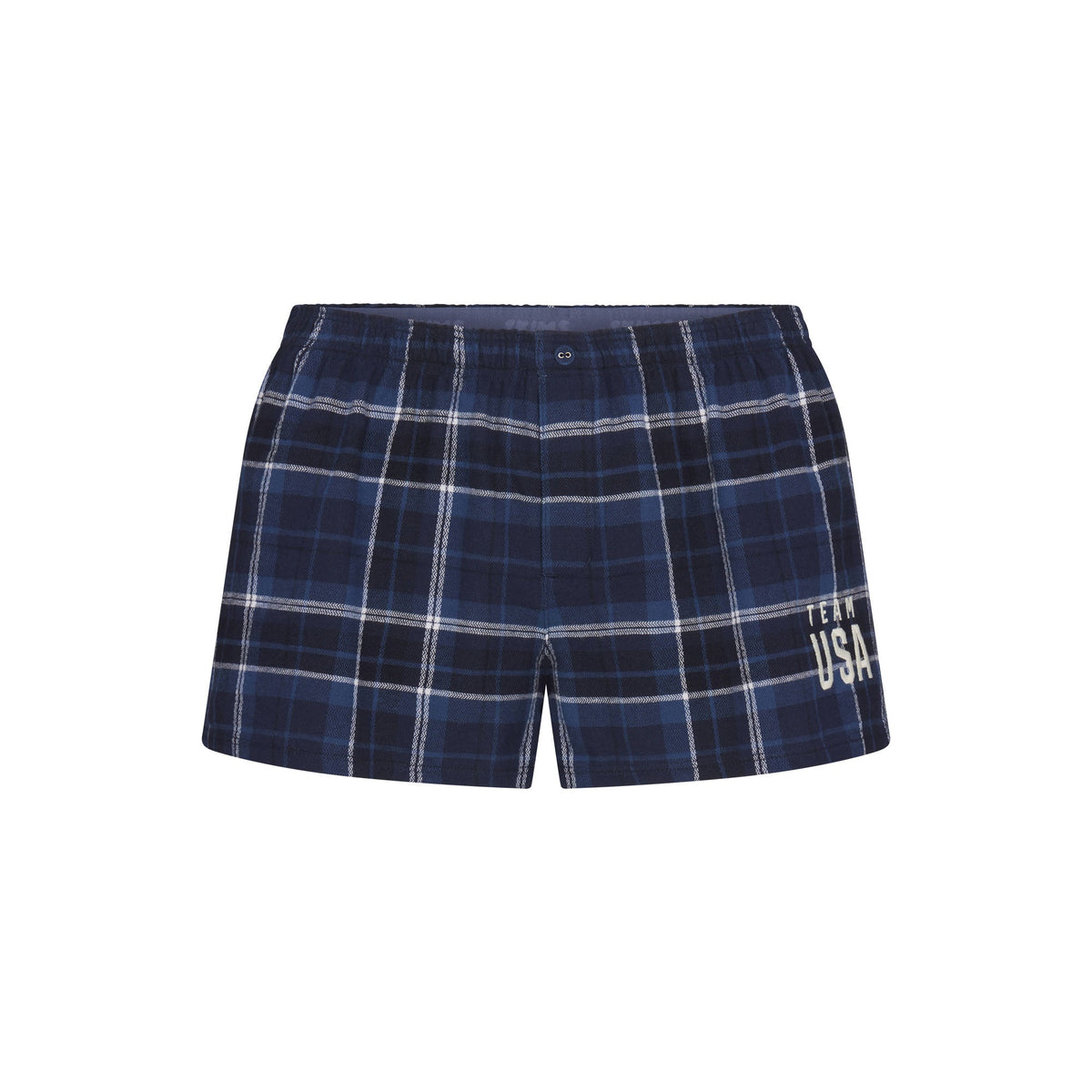 SKIMS FOR TEAM USA FLANNEL SLEEP OLYMPIC SHORT | NAVY PLAID