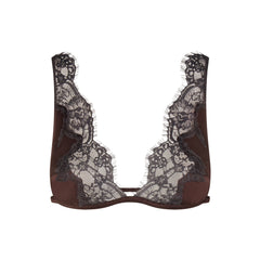 SILK LACE PLUNGE BRALETTE | ESPRESSO CONTRAST