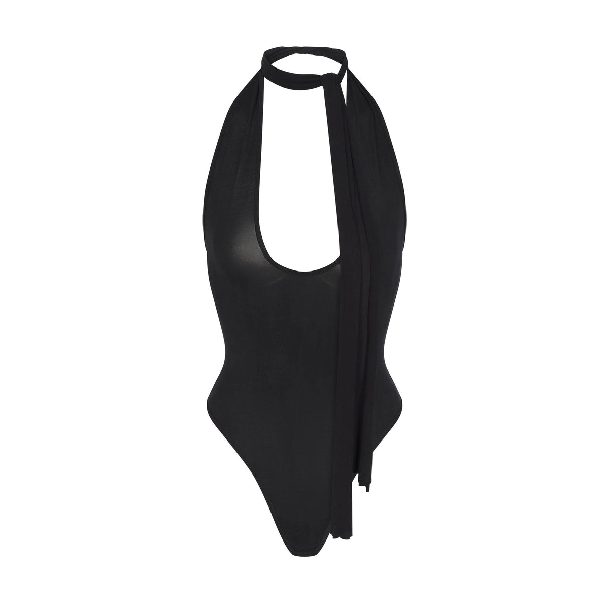 CUPRO JERSEY HALTER BODYSUIT | OBSIDIAN
