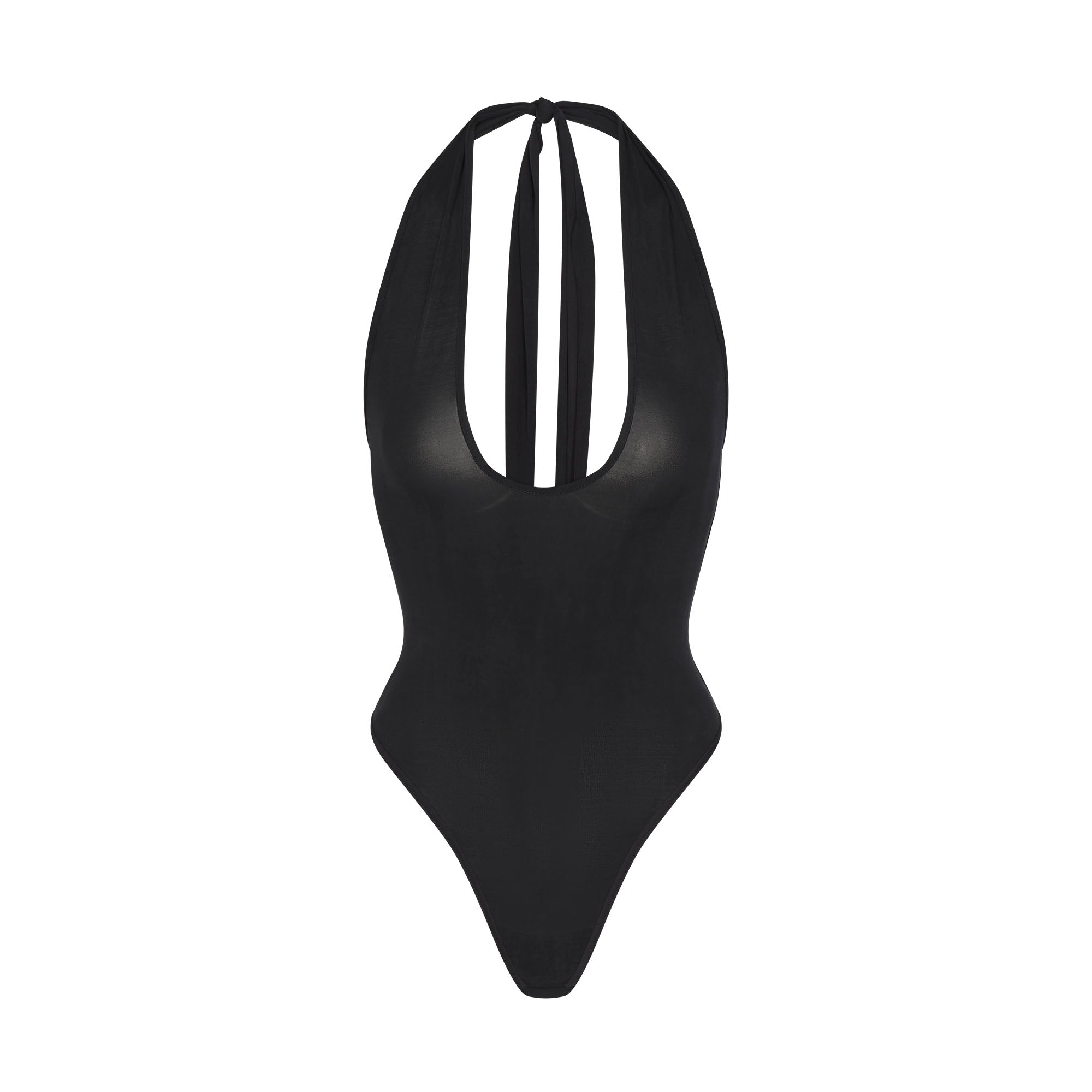 CUPRO JERSEY HALTER BODYSUIT | OBSIDIAN