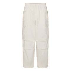 WOVEN COTTON OVERSIZED LOW RISE CARGO PANT | EGRET