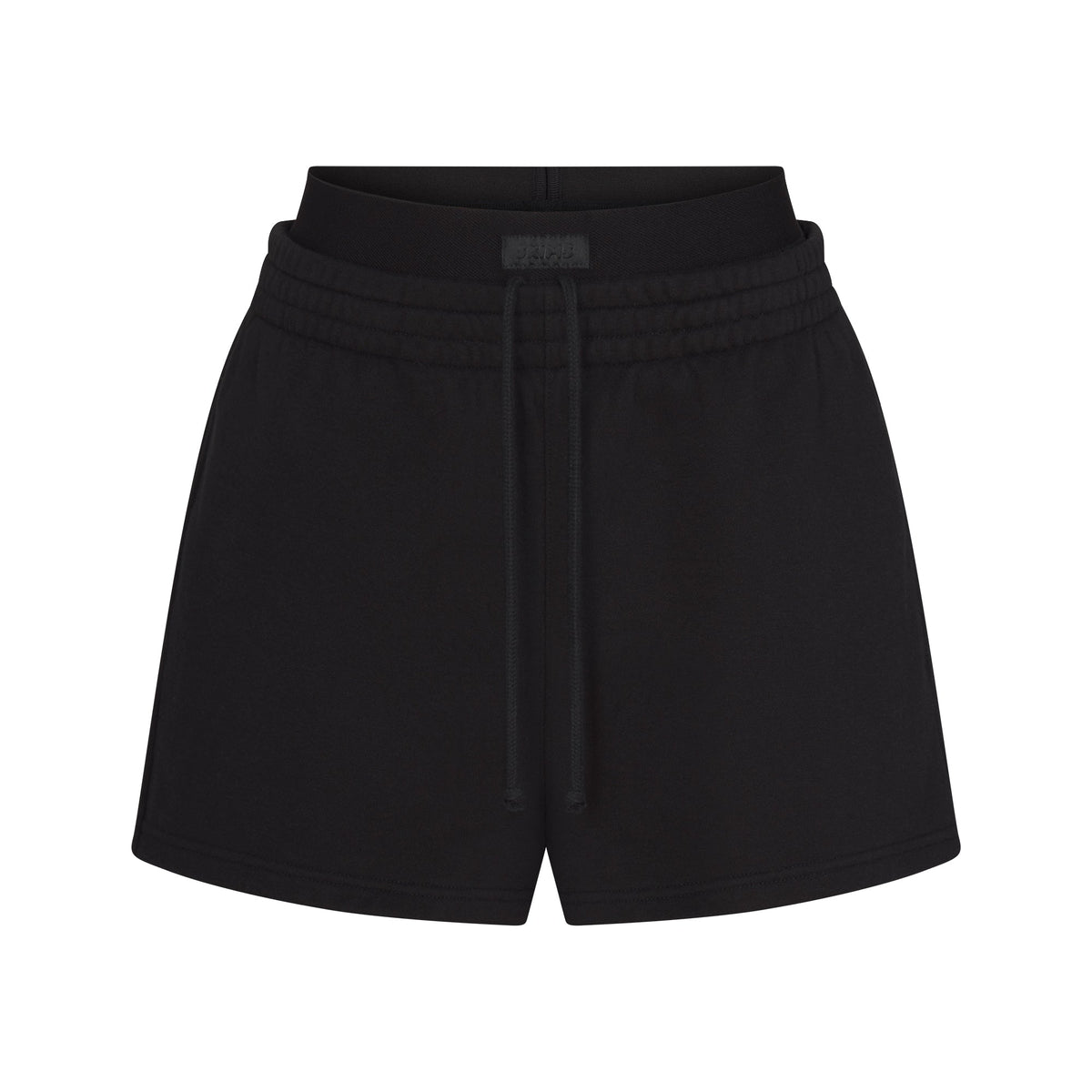 COTTON FLEECE DOUBLE WAISTBAND SHORT | ONYX