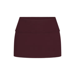 COTTON RIB FOLDOVER MINI SKIRT | CURRANT