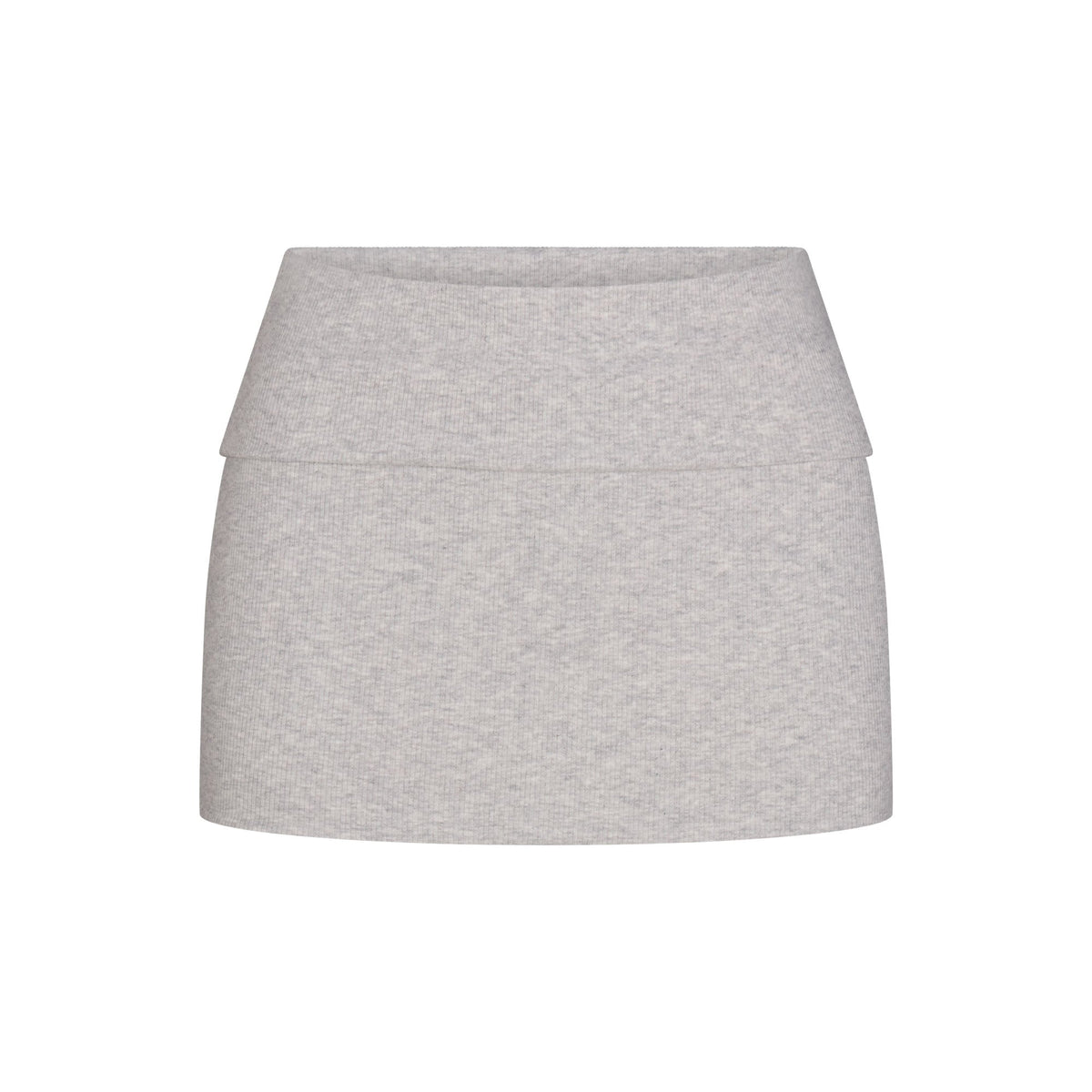 COTTON RIB FOLDOVER MINI SKIRT | LIGHT HEATHER GREY