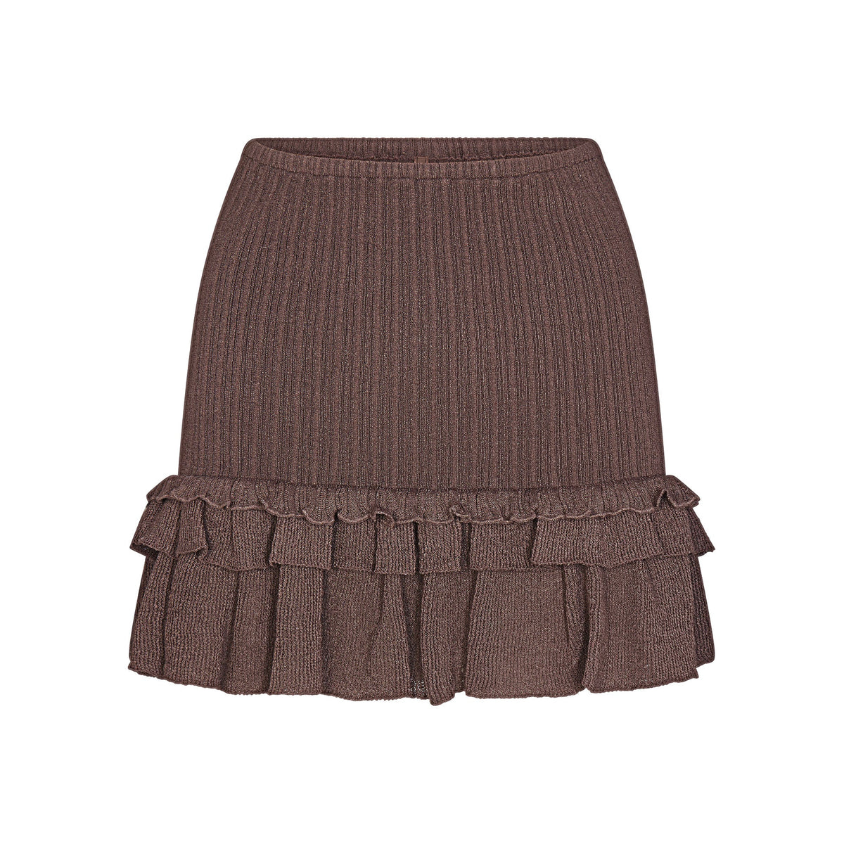 SHEER KNIT RUFFLE MINI SKIRT | AMETHYST