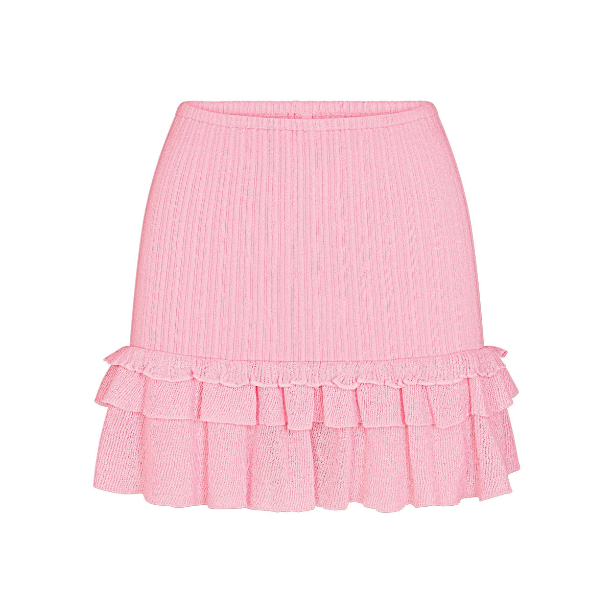 SHEER KNIT RUFFLE MINI SKIRT | PEONY