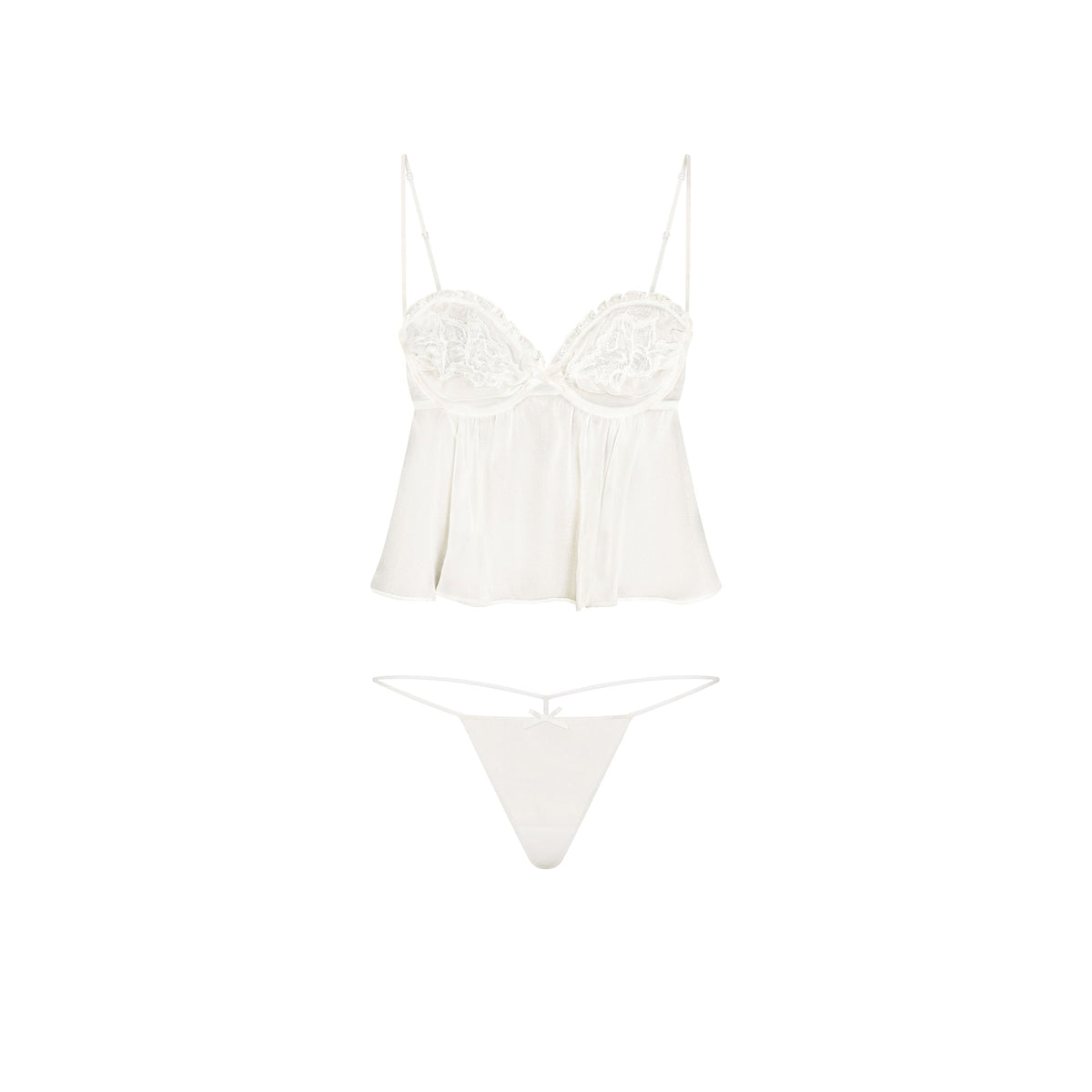 SKIMS ROMANCE BABYDOLL TOP AND STRING THONG SET | IVORY