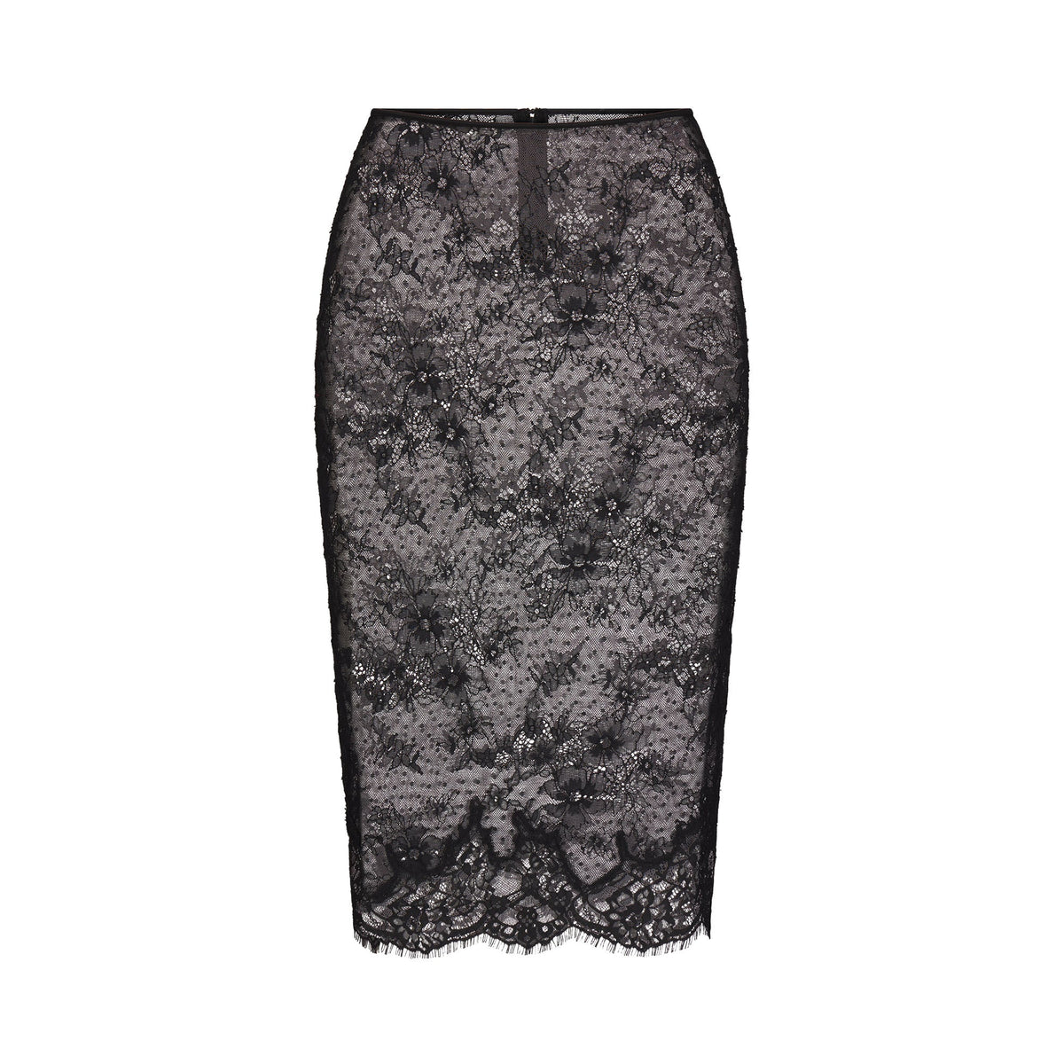 ULTRA FINE LACE MIDI SKIRT | OBSIDIAN