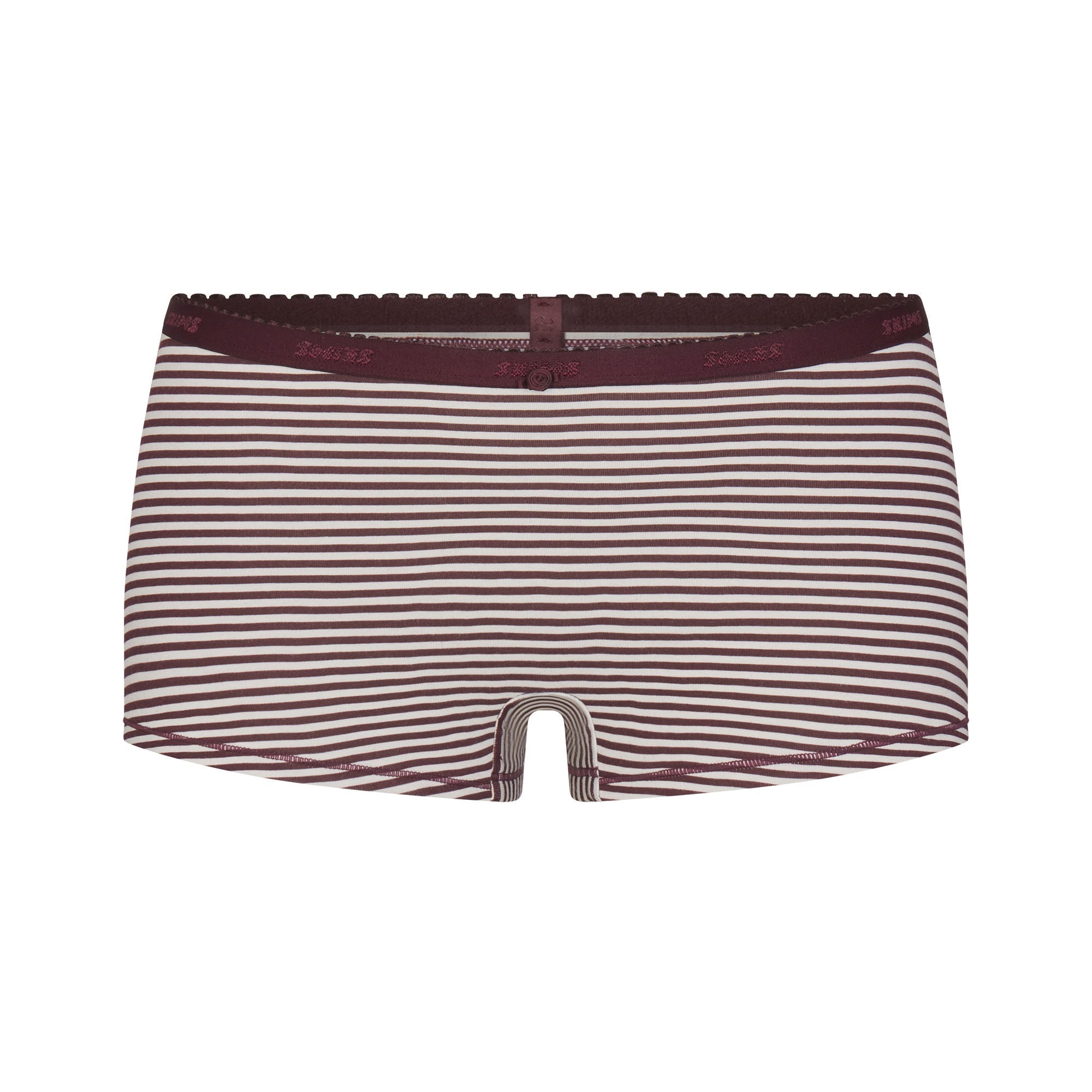 LIGHTWEIGHT COTTON LOGO PICOT CAMI AND BOY SHORT SET | CURRANT FEEDER STRIPE