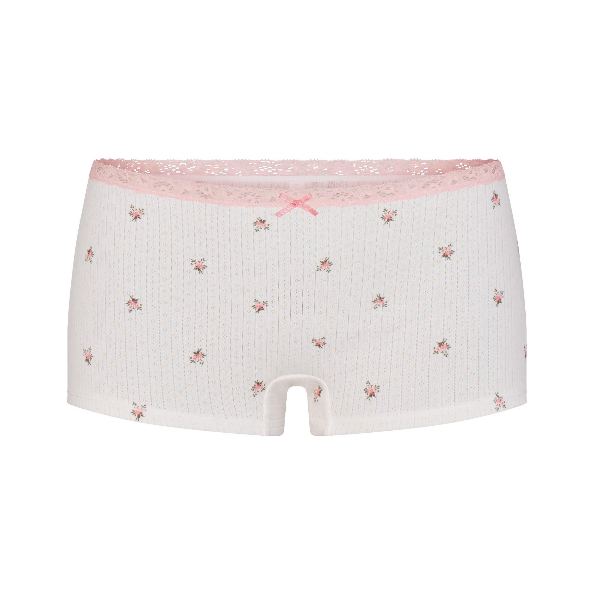 LIGHTWEIGHT COTTON POINTELLE LACE CAMI AND BOY SHORT SET | SNOW MICRO DOT FLORAL