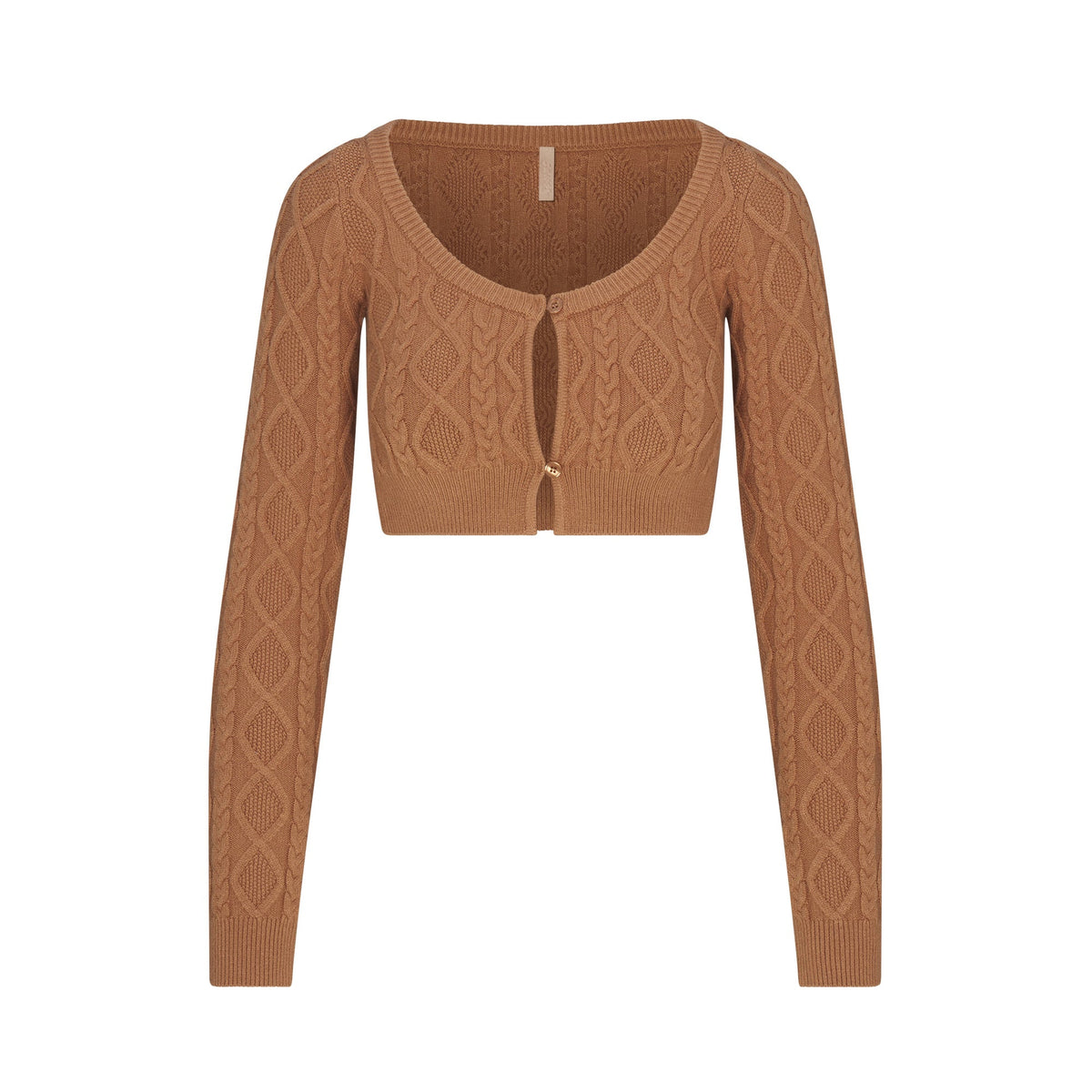 SWEATER KNITS CABLEKNIT CROPPED CARDIGAN | DARK HONEY