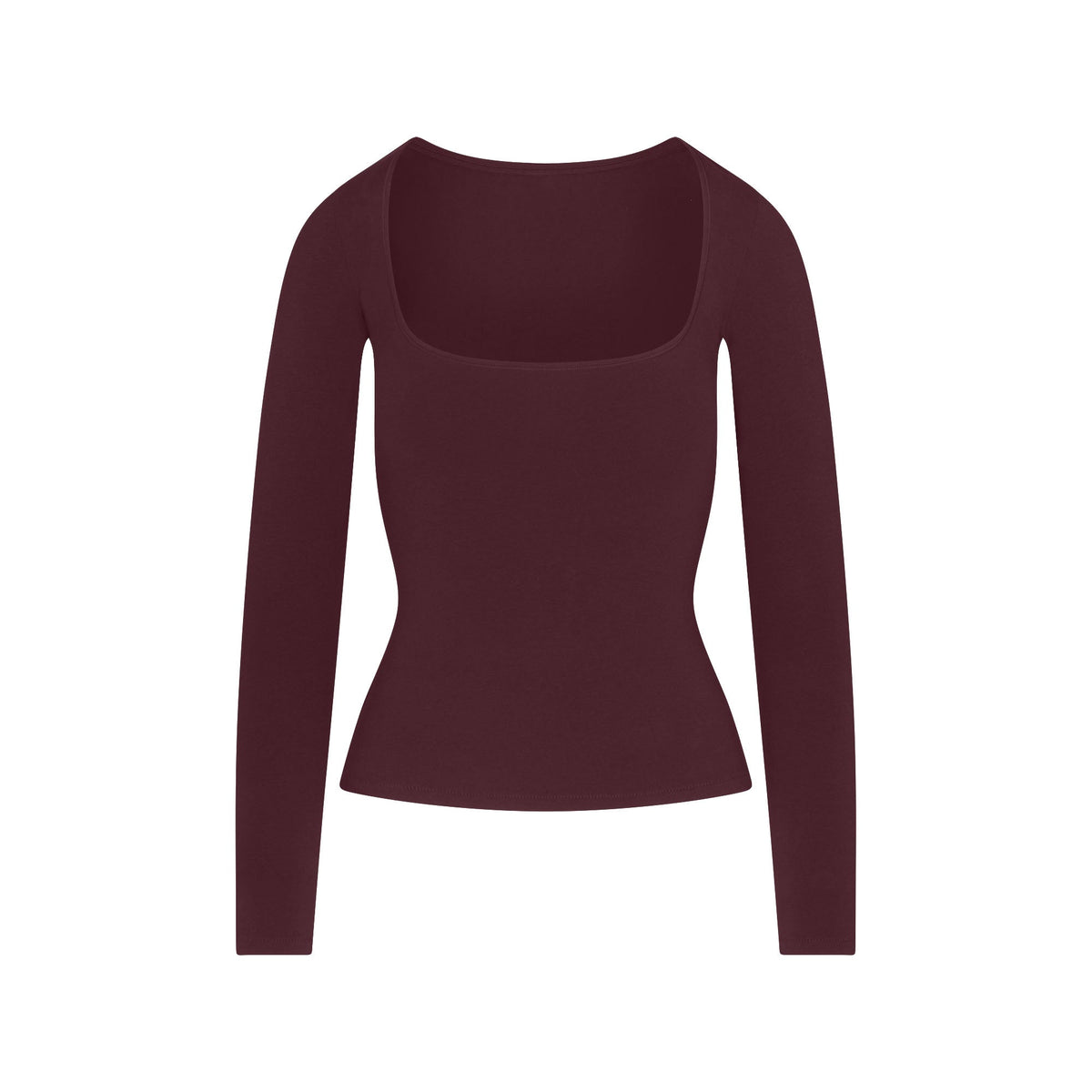 COTTON JERSEY SCOOP NECK LONG SLEEVE TOP | CURRANT