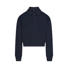 COTTON FLEECE POLO SWEATSHIRT | NAVY