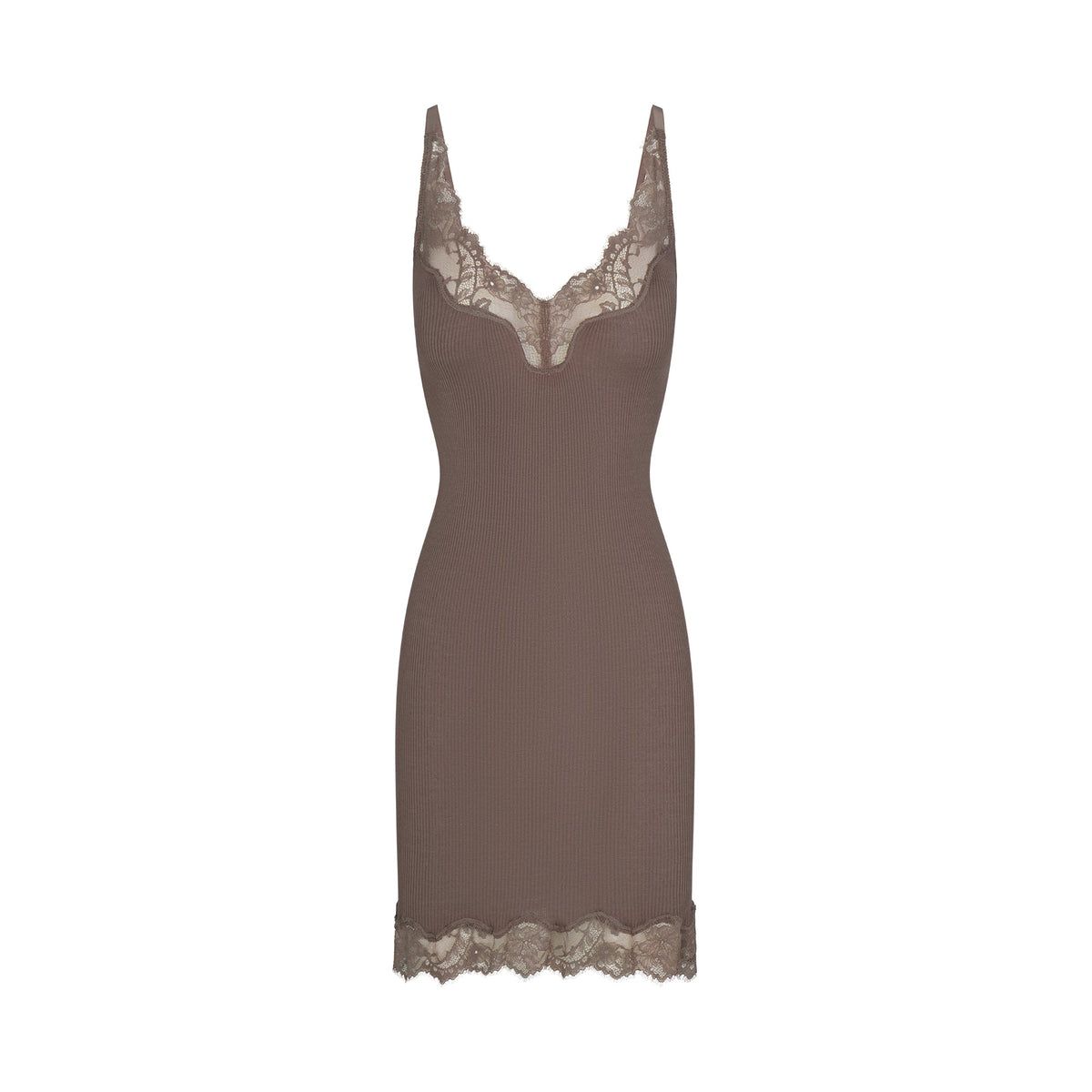 RIB KNIT LACE MINI DRESS | AMETHYST
