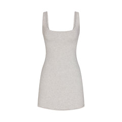 COTTON JERSEY MINI DRESS | LIGHT HEATHER GREY