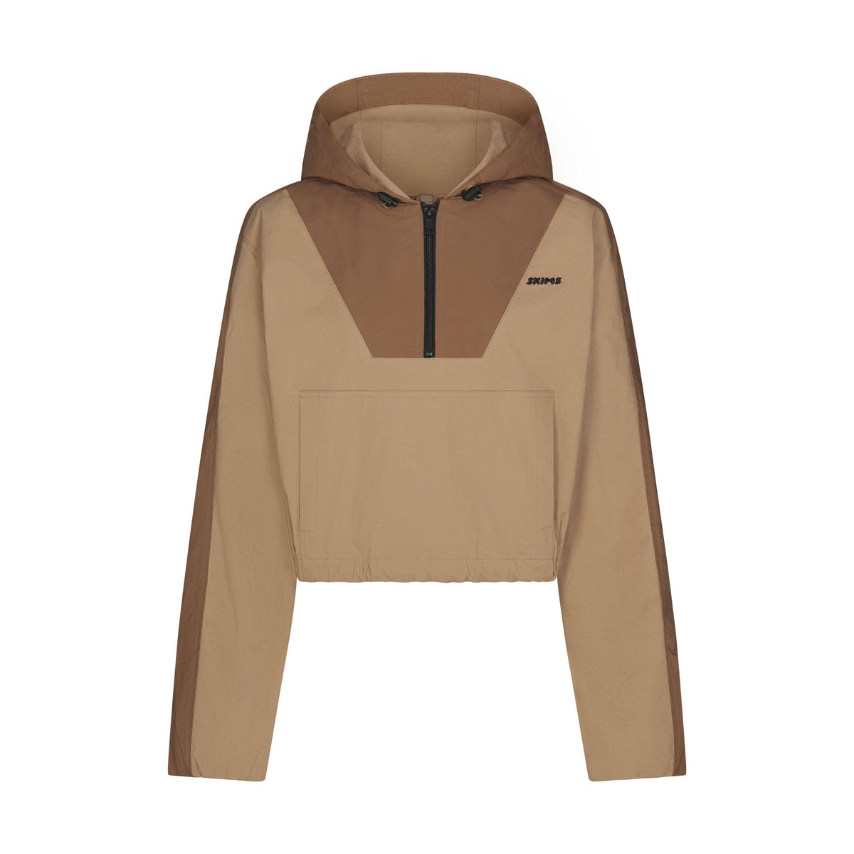 WOVEN COTTON HALF ZIP PULLOVER | DESERT
