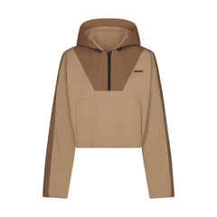 WOVEN COTTON HALF ZIP PULLOVER | DESERT