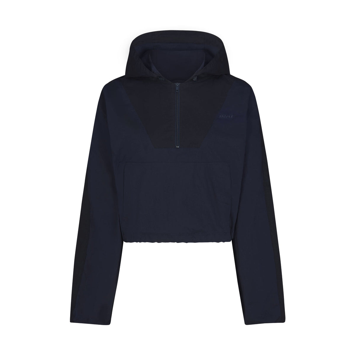 WOVEN COTTON HALF ZIP PULLOVER | NAVY