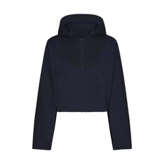 WOVEN COTTON HALF ZIP PULLOVER | NAVY