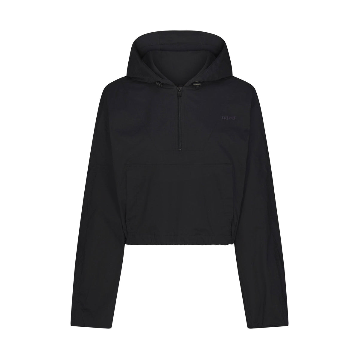 WOVEN COTTON HALF ZIP PULLOVER | ONYX