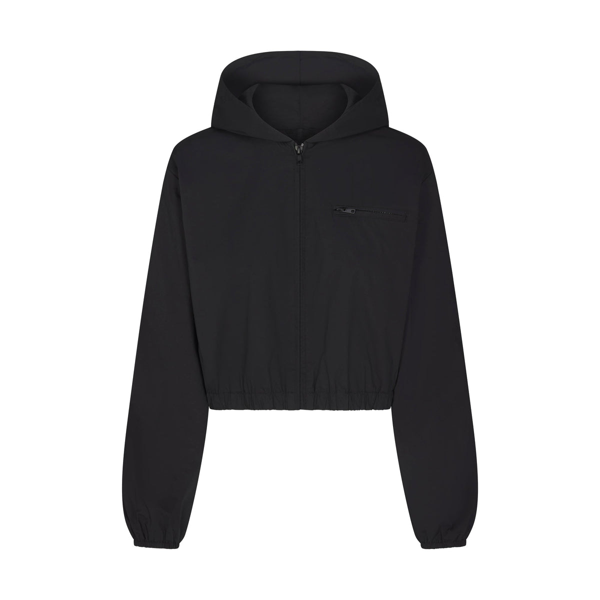 WOVEN COTTON CROPPED ZIP UP JACKET | ONYX