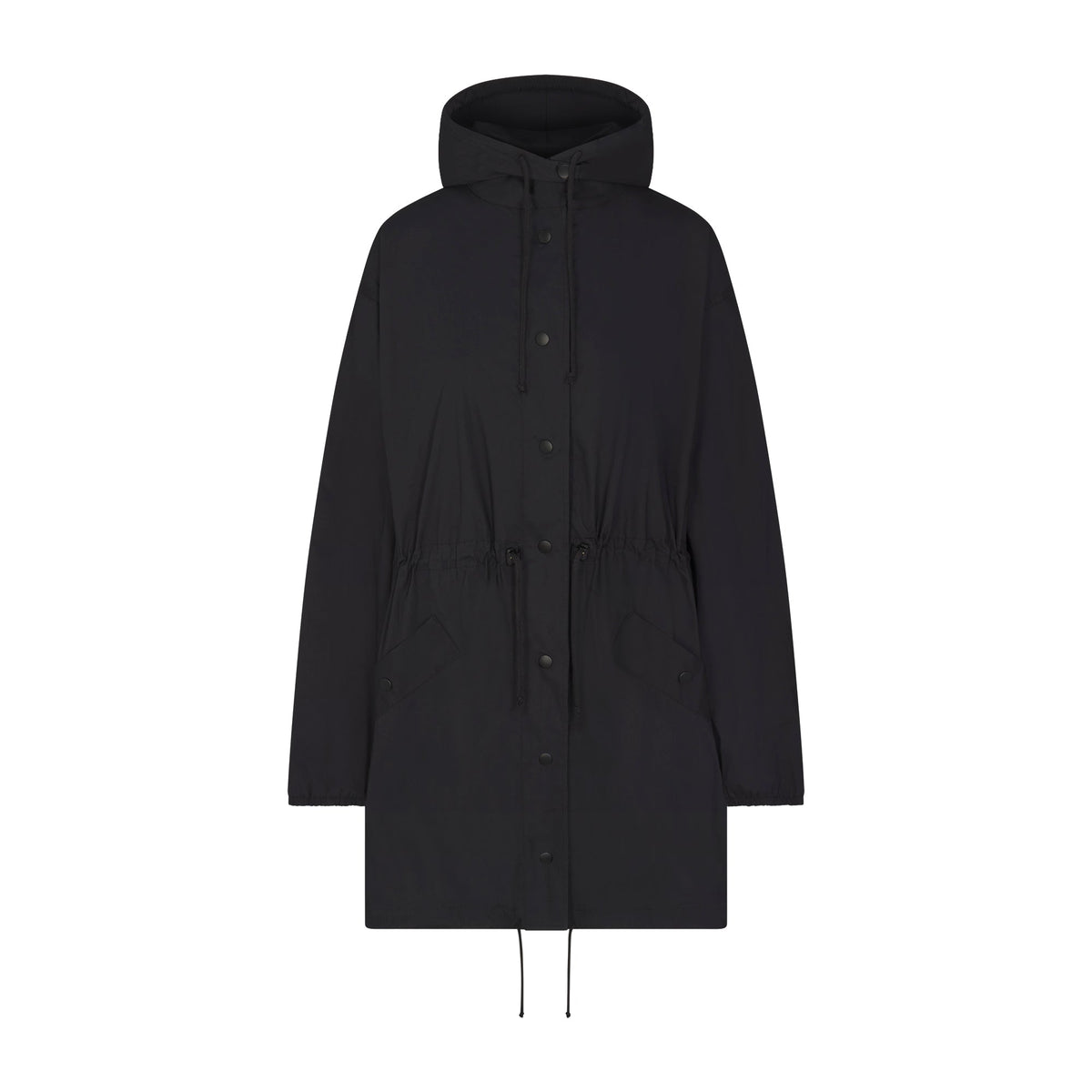 WOVEN COTTON OVERSIZED ANORAK | ONYX