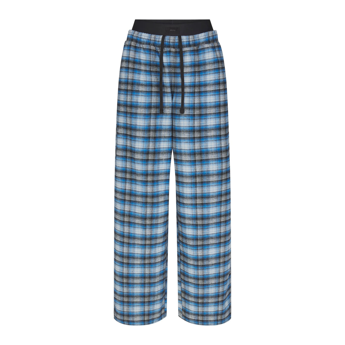 OUTDOOR FLANNEL OVERSIZED DOUBLE WAISTBAND PANT | AZURE PLAID