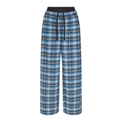 OUTDOOR FLANNEL OVERSIZED DOUBLE WAISTBAND PANT | AZURE PLAID