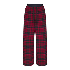 OUTDOOR FLANNEL OVERSIZED DOUBLE WAISTBAND PANT | MERLOT CABIN PLAID