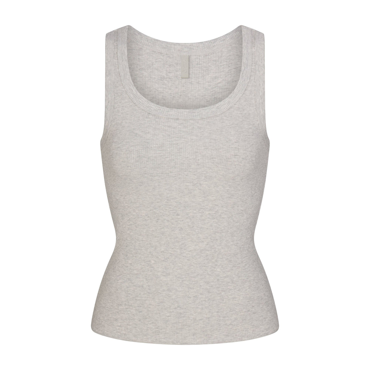 COTTON RIB SCOOP NECK TANK | LIGHT HEATHER GREY